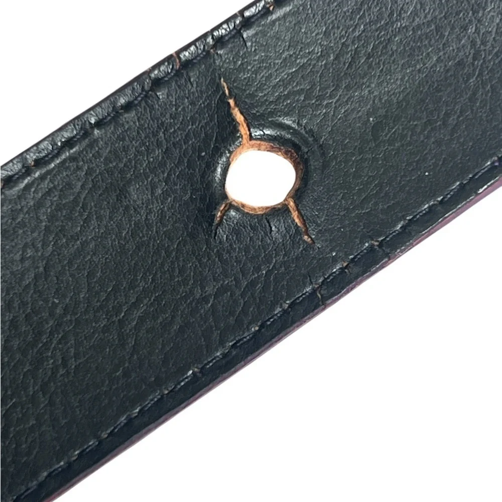 Omega Medium Purple Reptile Thin Leather Belt Statement Silver Buckle Hardware